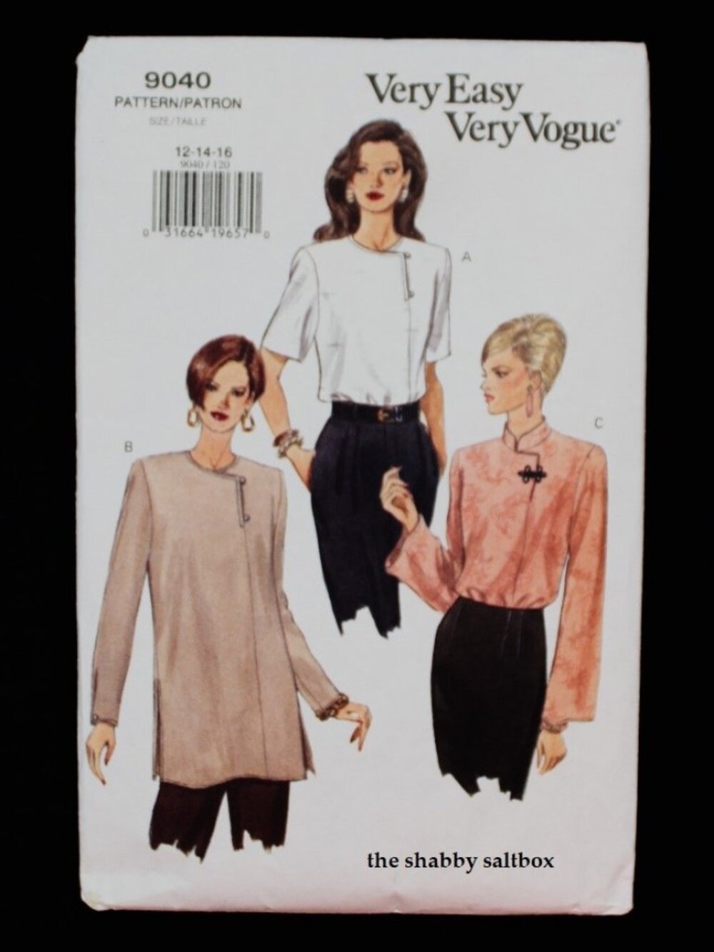 VTG 90s Vogue Tunic Top #9040 Sewing Pattern Asian Minimalism Sz 12 14 16 CUT